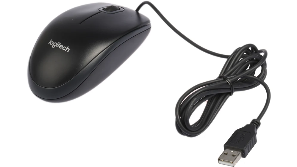 Logitech B100 3 Button Wired Optical Mouse Black